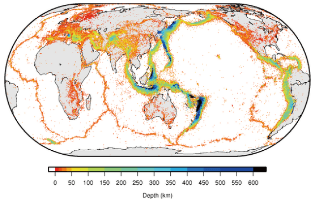 地震の分布図
