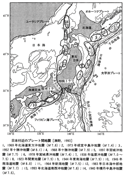 日本付近のプレート間地震